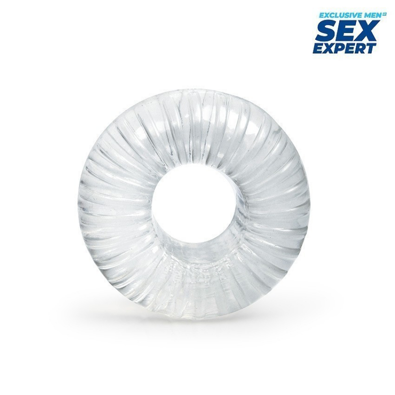 Эрекционное кольцо "Sex Expert" рельефное, белое 